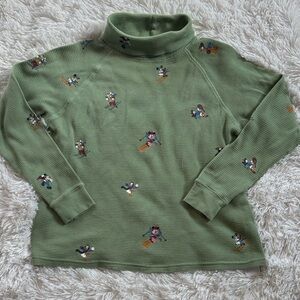 Disney Parks Skiing Mickey & Friends Holiday Homestead Thermal Turtleneck Tee XS